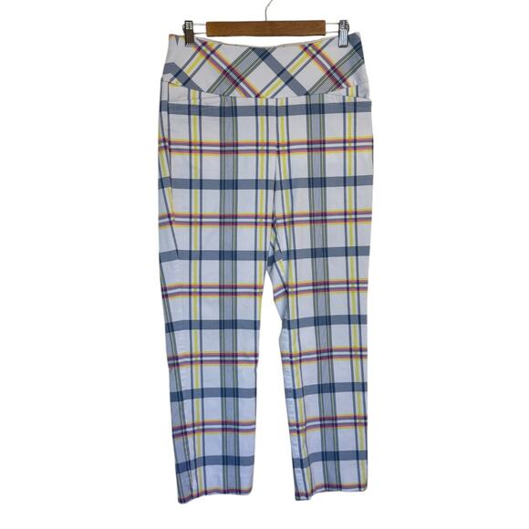 Swing Control Pant Women 8 White Neon Plaid Ankle Golf Stretch Outdoor Masters‎ - Picture 1 of 11